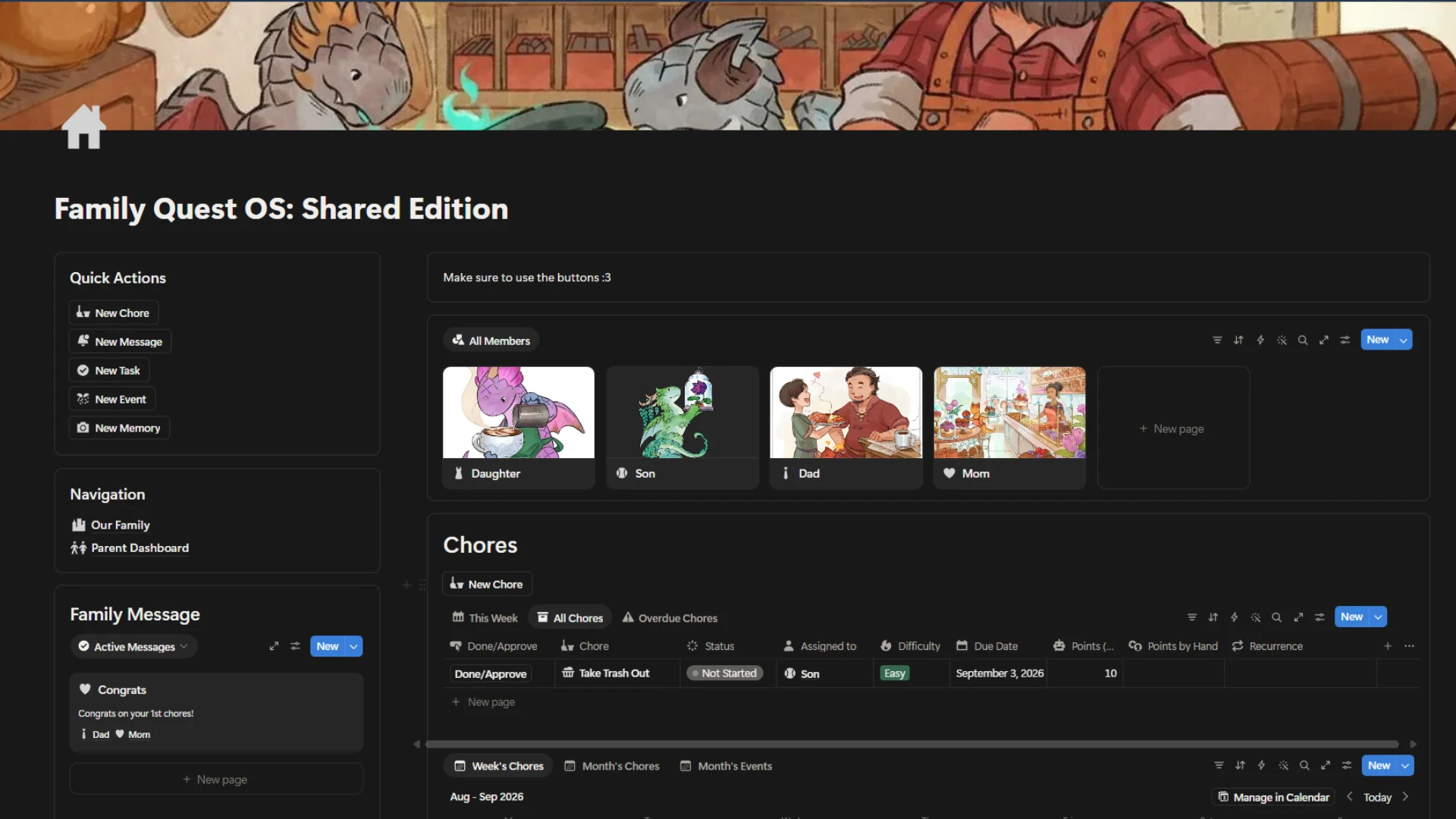 Family dashboard