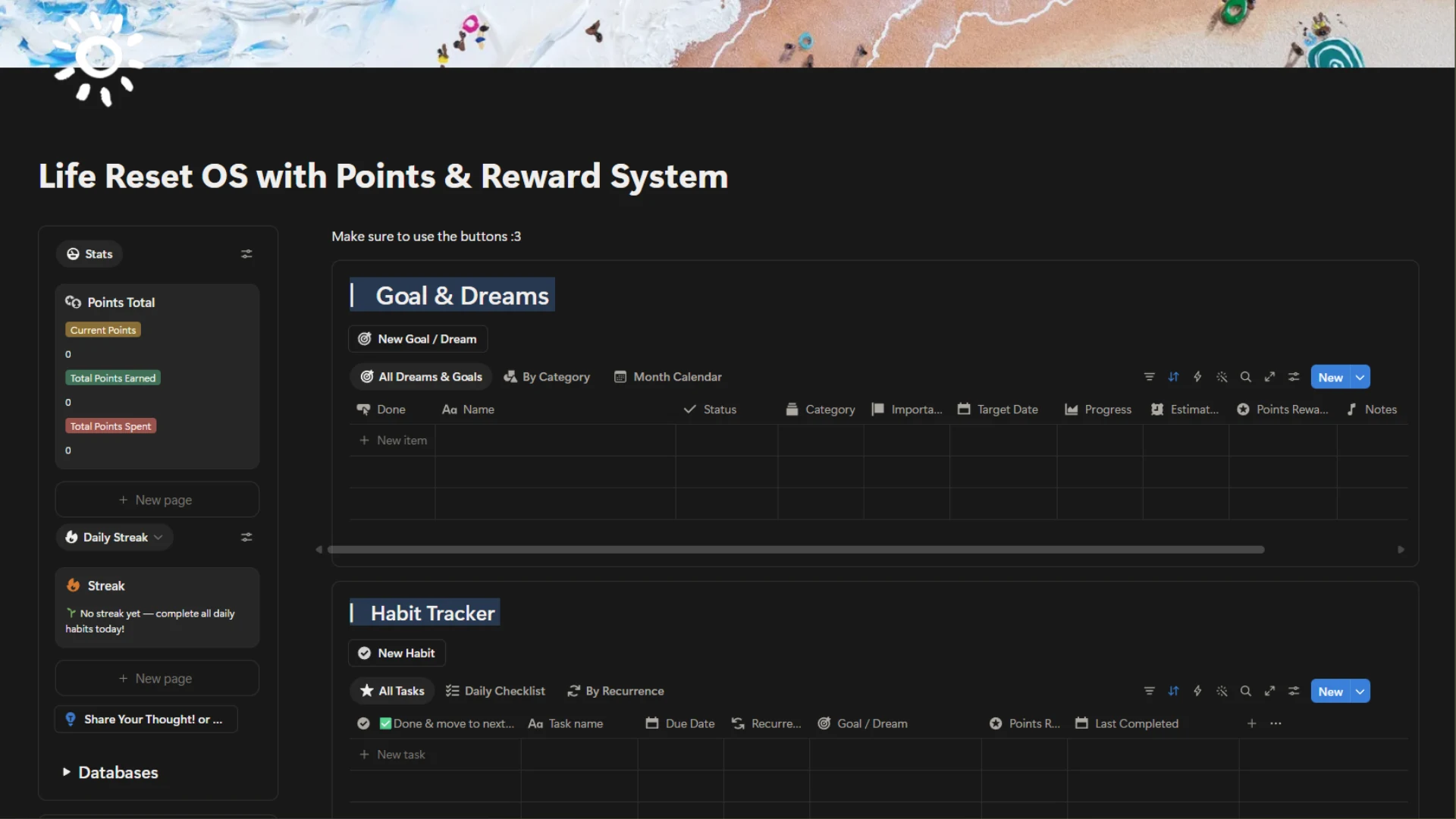 Points, streak & habits